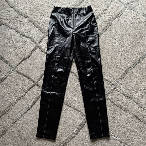 Aritzia Sunday Best Tessy faux leather moto Pants high rise slim leg small - Picture 3 of 12